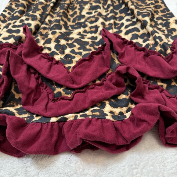 🍁 3/$15 Leopard Print Kids Dress with Burgundy Accents - Picture 2 of 4